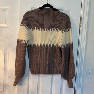 Entro Brown and Cream Turtleneck Sweater